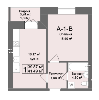 1-кімнатна 41.49 м² в ЖК Комфорт на Салтівці від 24 000 грн/м², Харків