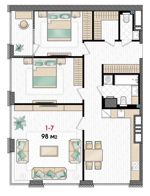 3-кімнатна 98 м² в ЖК MANHATTAN від 32 050 грн/м², Дніпро