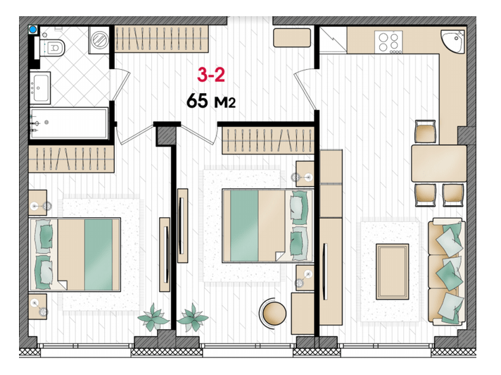 2-комнатная 65 м² в ЖК MANHATTAN от 32 050 грн/м², Днепр