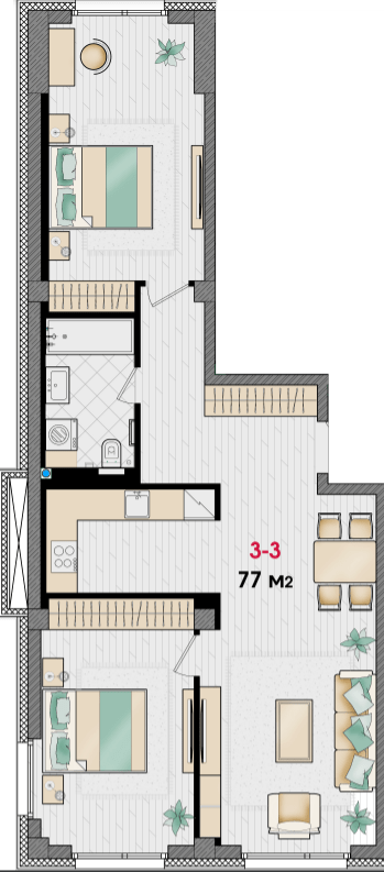 2-кімнатна 77 м² в ЖК MANHATTAN від 32 050 грн/м², Дніпро