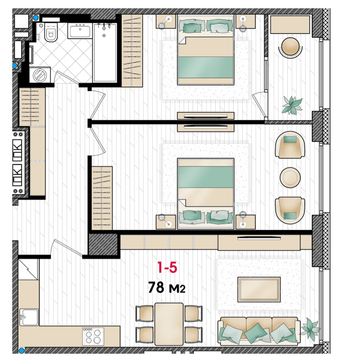 2-комнатная 78 м² в ЖК MANHATTAN от 32 050 грн/м², Днепр