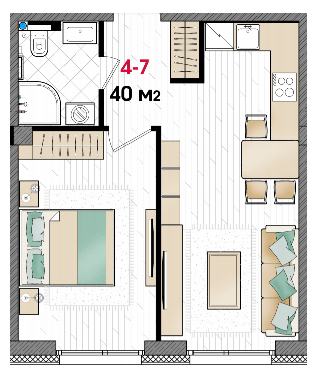 1-комнатная 40 м² в ЖК MANHATTAN от 34 800 грн/м², Днепр