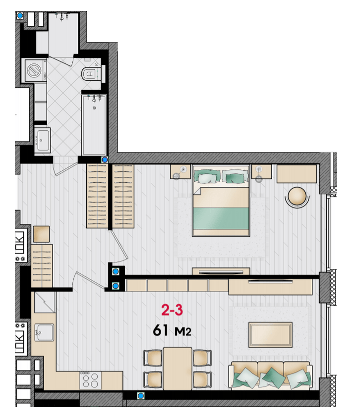 1-кімнатна 61 м² в ЖК MANHATTAN від 34 800 грн/м², Дніпро