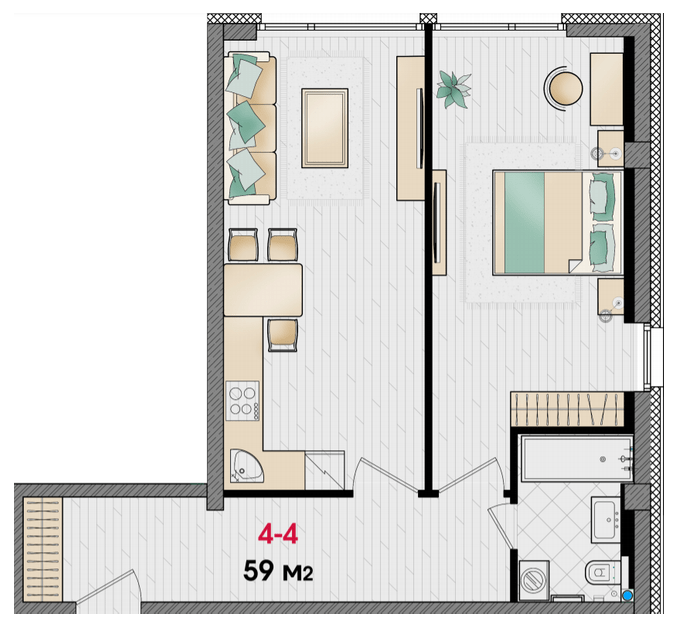 1-комнатная 59 м² в ЖК MANHATTAN от 34 800 грн/м², Днепр