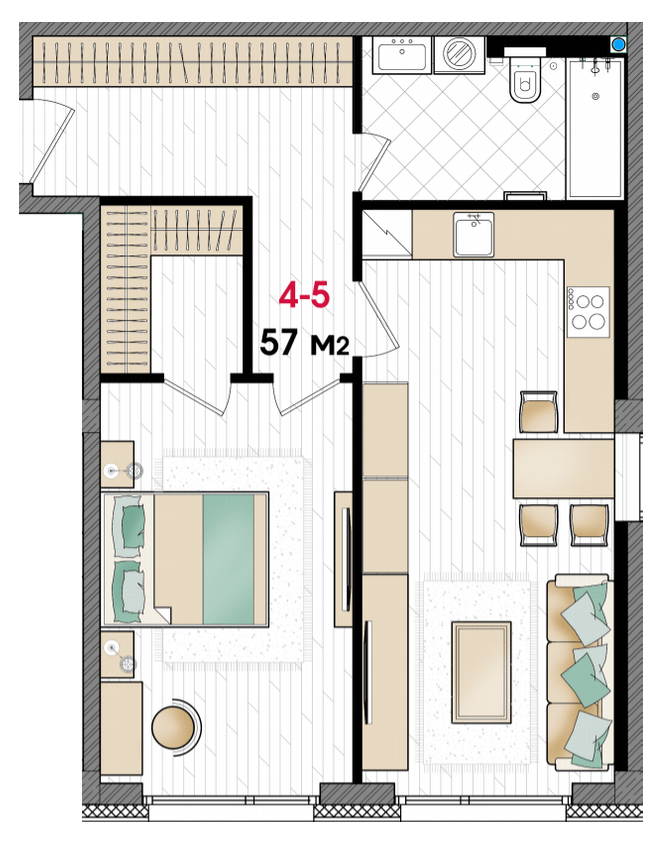 1-кімнатна 57 м² в ЖК MANHATTAN від 34 800 грн/м², Дніпро