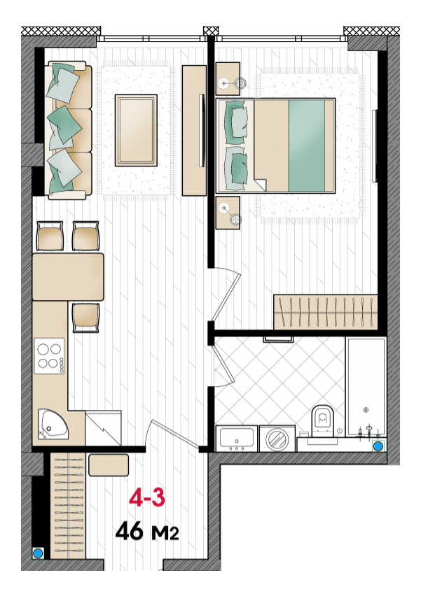 1-комнатная 46 м² в ЖК MANHATTAN от 34 800 грн/м², Днепр