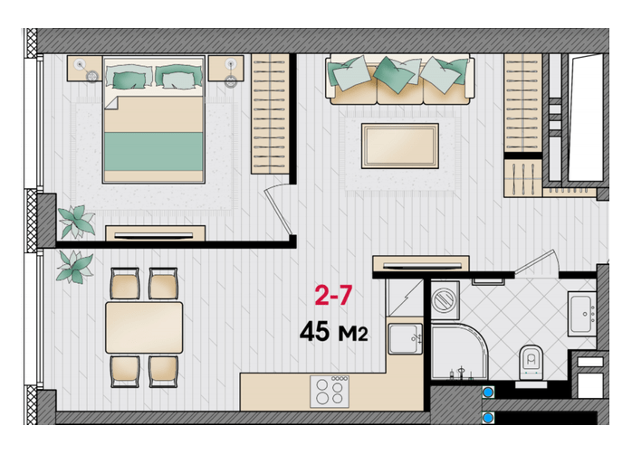 1-кімнатна 45 м² в ЖК MANHATTAN від 34 800 грн/м², Дніпро