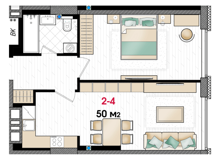 1-комнатная 50 м² в ЖК MANHATTAN от 34 800 грн/м², Днепр