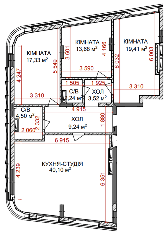 3-комнатная 110.02 м² в КД Идеалист от 75 150 грн/м², Киев