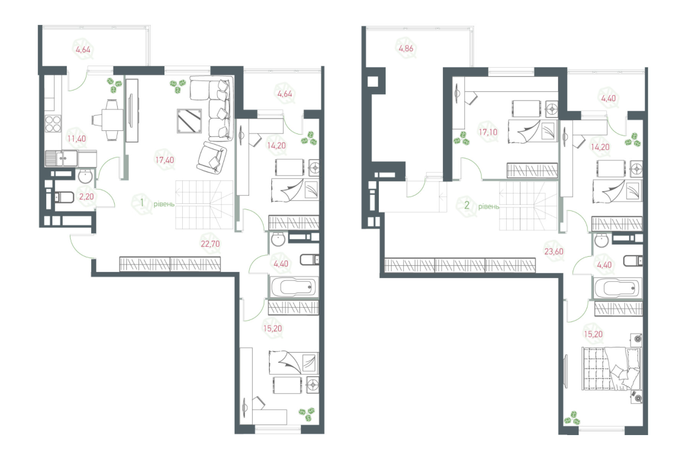 Двухуровневая 182 м² в ЖК Озерный гай (Гатное) от 18 619 грн/м², с. Гатное