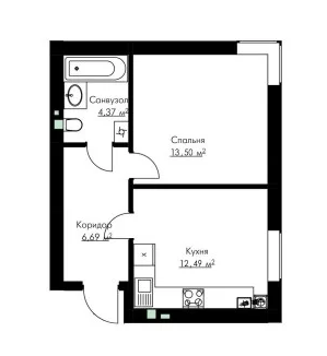 1-кімнатна 37.05 м² в ЖК Cherry House 3 від 16 000 грн/м², смт Гостомель