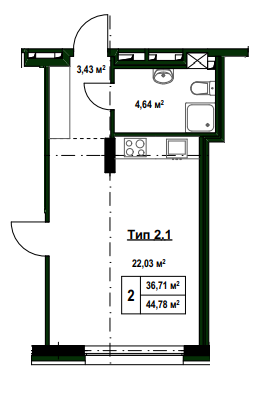 Студия 44.78 м² в ДД на ул. Тургеневская, 17 от 97 300 грн/м², Киев