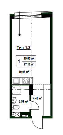 Студия 27.12 м² в ДД на ул. Тургеневская, 17 от 97 300 грн/м², Киев