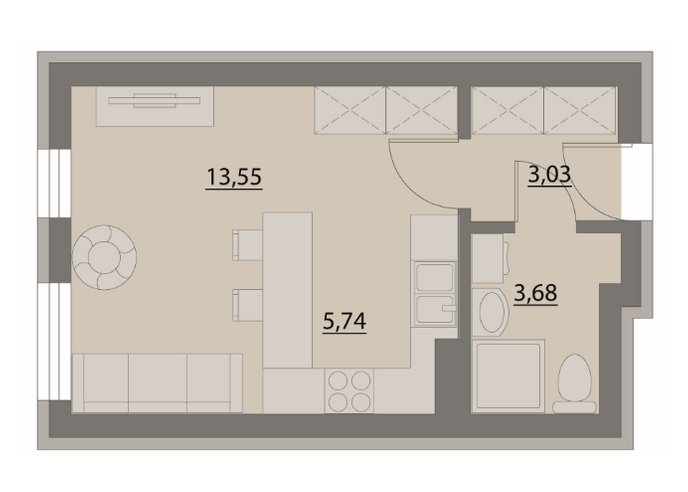 Студия 26 м² в Апарт-комплекс X-point от 21 500 грн/м², Киев