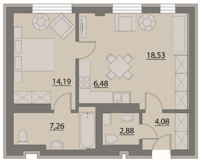 1-кімнатна 53.42 м² в Апарт-комплекс X-point від 21 500 грн/м², Київ