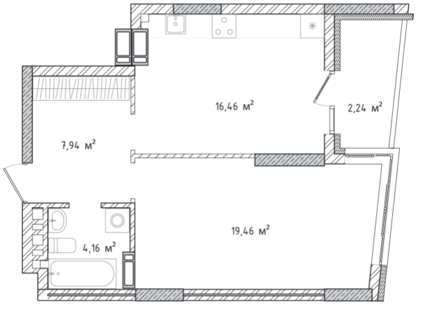 1-комнатная 50.26 м² в ЖК Krona Park II от 25 616 грн/м², г. Бровары