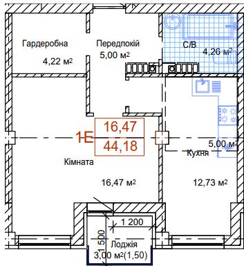 1-кімнатна 44.18 м² в ЖК Art House від 51 100 грн/м², Одеса