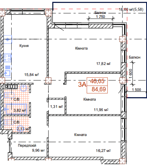 3-кімнатна 84.69 м² в ЖК Art House від 59 600 грн/м², Одеса