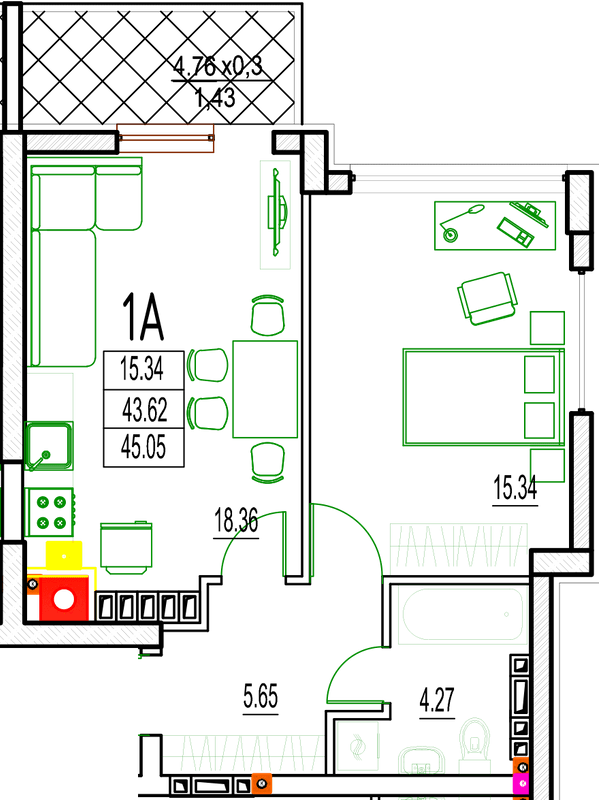 1-кімнатна 45.05 м² в ЖК DERBY Style House від 39 050 грн/м², Одеса