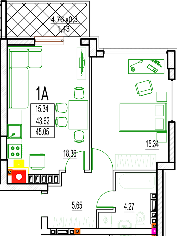 1-комнатная 45.05 м² в ЖК DERBY Style House от 39 050 грн/м², Одесса