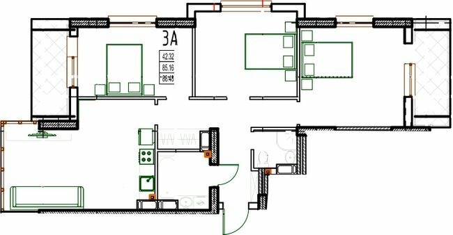 3-кімнатна 90.63 м² в ЖК DERBY Style House від 22 450 грн/м², Одеса