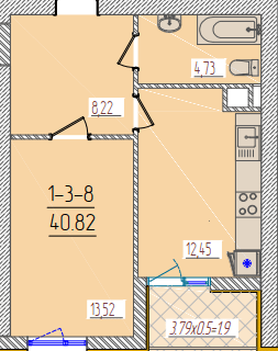 1-комнатная 40.82 м² в ЖК KADORR City от 22 900 грн/м², Одесса