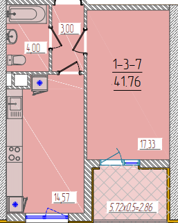 1-комнатная 41.76 м² в ЖК KADORR City от 22 550 грн/м², Одесса