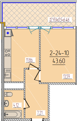 1-комнатная 43.6 м² в ЖК KADORR City от 22 550 грн/м², Одесса