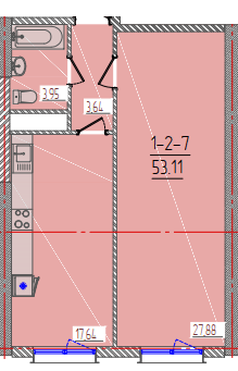 1-кімнатна 53.11 м² в ЖК KADORR City від 22 900 грн/м², Одеса