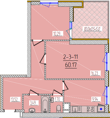 2-комнатная 60.17 м² в ЖК KADORR City от 22 550 грн/м², Одесса