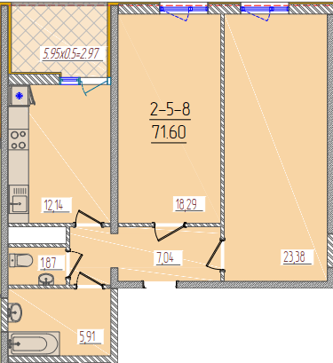 2-комнатная 71.6 м² в ЖК KADORR City от 26 950 грн/м², Одесса