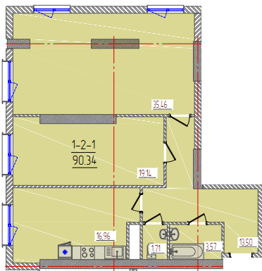 2-кімнатна 90.34 м² в ЖК KADORR City від 22 900 грн/м², Одеса