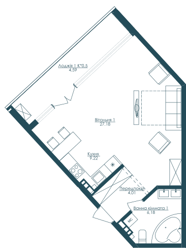 1-комнатная 51.17 м² в ЖК KANDINSKY Odessa Residence от 51 421 грн/м², Одесса