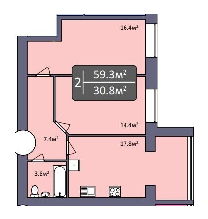 2-комнатная 59.3 м² в ЖК Северная Мечта от 16 400 грн/м², Николаев