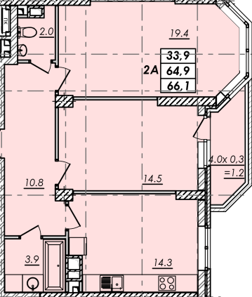 2-комнатная 66.1 м² в ЖК RealPark от 19 850 грн/м², Одесса