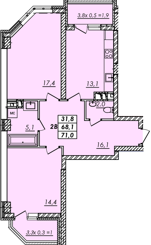 2-комнатная 71 м² в ЖК RealPark от 16 950 грн/м², Одесса