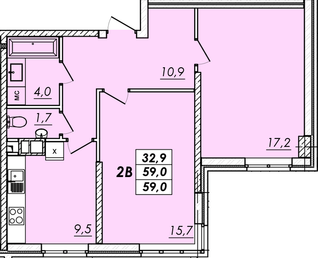 2-комнатная 59 м² в ЖК RealPark от 16 600 грн/м², Одесса