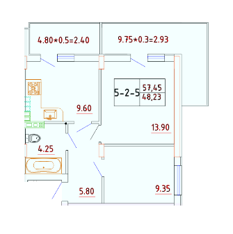 2-комнатная 48.23 м² в ЖК Smart City от 24 050 грн/м², с. Крыжановка