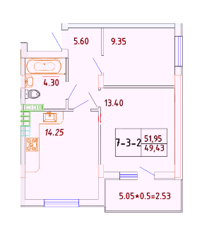 2-кімнатна 49.43 м² в ЖК Smart City від 24 050 грн/м², с. Крижанівка