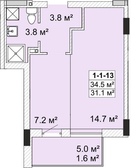 1-комнатная 34.5 м² в ЖК SMART City-2 от 19 150 грн/м², Одесса