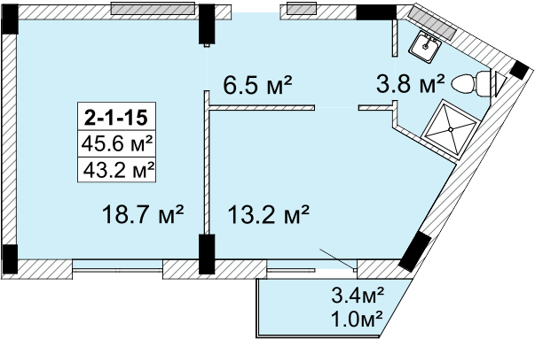 1-кімнатна 45.6 м² в ЖК SMART City-2 від 19 150 грн/м², Одеса