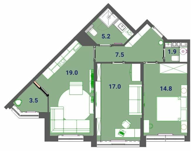 2-кімнатна 68.9 м² в ЖК SunCity від 21 500 грн/м², Одеса