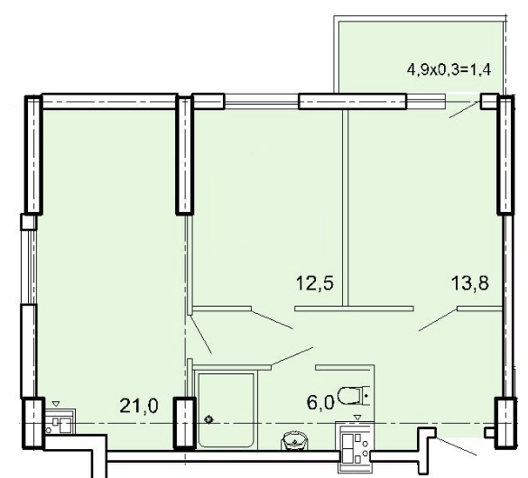 2-комнатная 65.8 м² в ЖК Акрополь от 30 400 грн/м², Одесса