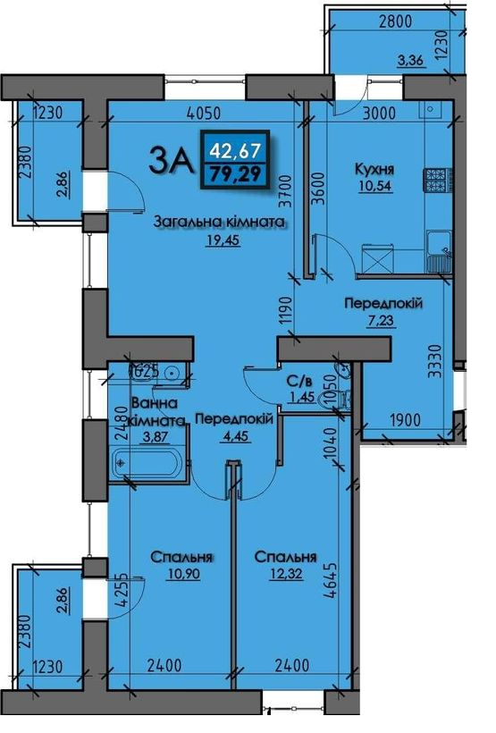 3-комнатная 79.29 м² в ЖК SANTORINI от 18 500 грн/м², Сумы