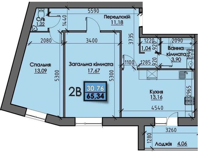 2-комнатная 65.34 м² в ЖК SANTORINI от 18 000 грн/м², Сумы