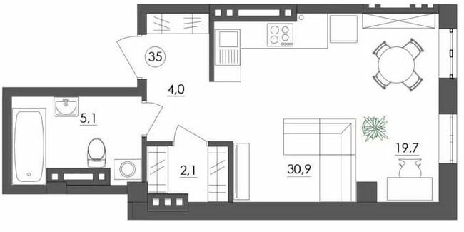 1-комнатная 30.9 м² в ЖК Дом на Мещанской от 34 950 грн/м², Одесса