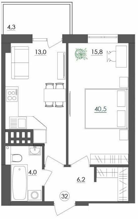 1-комнатная 40.5 м² в ЖК Дом на Мещанской от 34 950 грн/м², Одесса