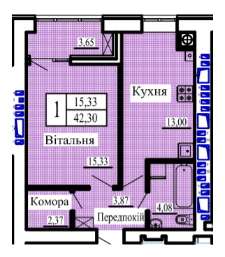 1-кімнатна 42.3 м² в ЖК Нова Барселона від 15 700 грн/м², м. Ковель