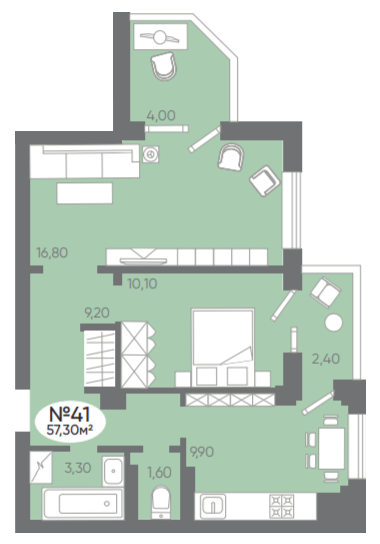 2-кімнатна 57.3 м² в ЖК Оселя Парк від 25 000 грн/м², Луцьк