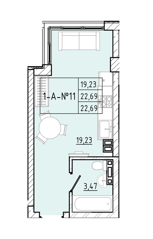 1-кімнатна 22.69 м² в ЖК Приморські Сади від 20 600 грн/м², Одеса